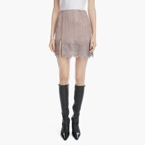 [NWT] ACNE STUDIOS Ilka Embroidered Hem Sequin Silk Skirt (Fox Grey, 0 US)